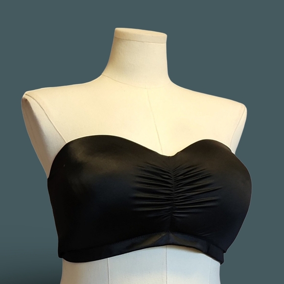 Lilyette Other - Elegant Black Strapless Bandeau Wireless Bra 42DD Goth Burlesque Halter Romantic